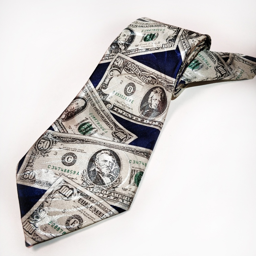 Dimoda Money $ Dollar Bill Men's Necktie Silk Tie